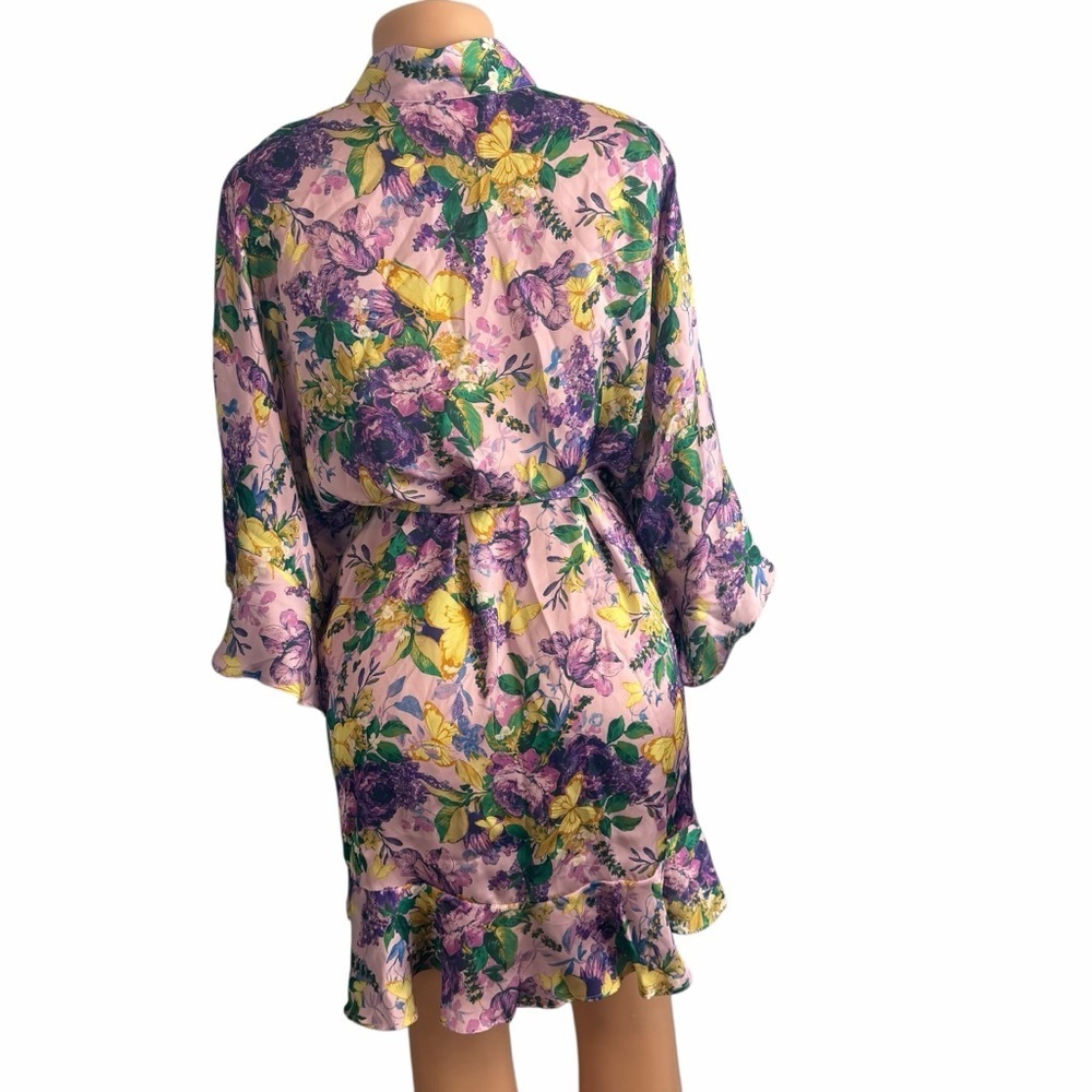 Victoria’s Secret Floral Purple and Yellow Satin Flutter Robe - Picture 8 of 10